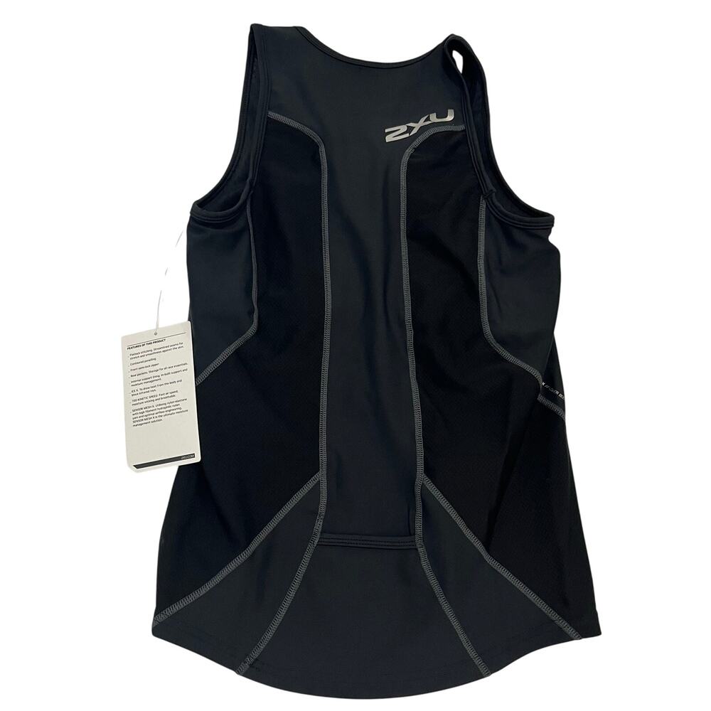 2XU Women's LG Tri Singlet Black Compression 1/2 Zip Athletic Tank Top NWT - Picture 4 of 5